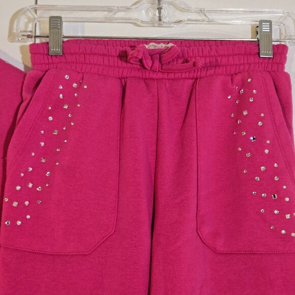 Btween Girls Size 10 Jogger Set Pink 2-Piece Fleece Rhinestones Sweat Set - Picture 4 of 13